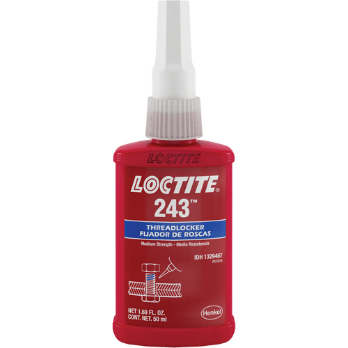 Compos&eacute; de blocage 243 tol&eacute;rant &agrave; l'huile, Bleu, Moyen, 50 ml, Bouteille TGS INDUSTRIEL