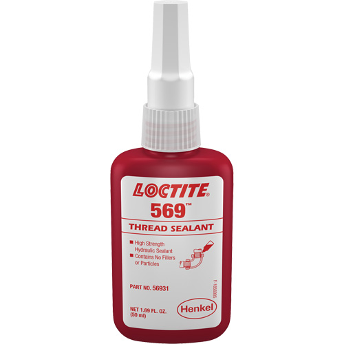 569 Hydraulic Thread Sealant, Bottle, 50 ml, -54° C - 149° C/-65° F - 300° F TGS INDUSTRIEL