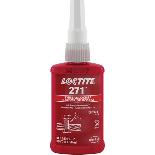 Compos&eacute; de blocage 271, Rouge, &eacute;lev&eacute;, 50 ml, Bouteille TGS INDUSTRIEL