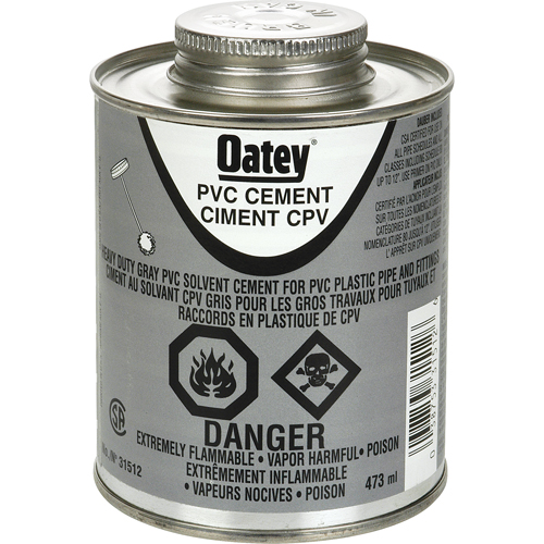 PVC Heavy-Duty Cement, 473 ml, Brush-Top Can, Grey TGS INDUSTRIEL