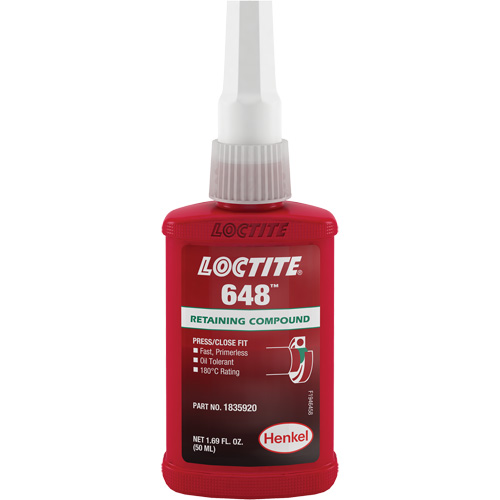 648 High Strength/Rapid Cure Retaining Compounds, 50 ml, Bottle, Green TGS INDUSTRIEL