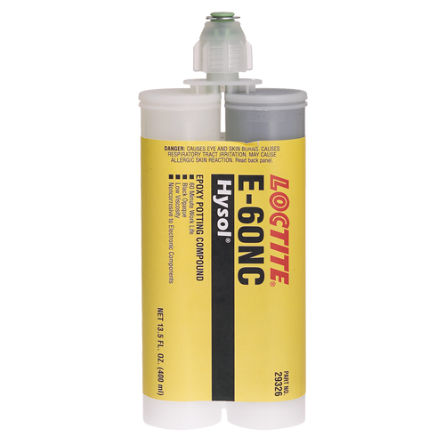 Adh&eacute;sifs structuraux non corrosifs pour les composants &eacute;lectriques E-60NC, 400 ml, Cartouche double, Deux composants, Noir TGS INDUSTRIEL