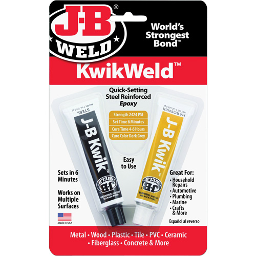 Colle &eacute;poxyde KwikWeld, Deux composants, Tube, 2 oz, Gris TGS INDUSTRIEL