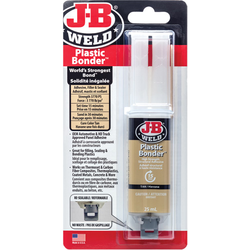 Plastic Bonder Adhesive, 25 ml, Syringe, Two-Part, Tan TGS INDUSTRIEL