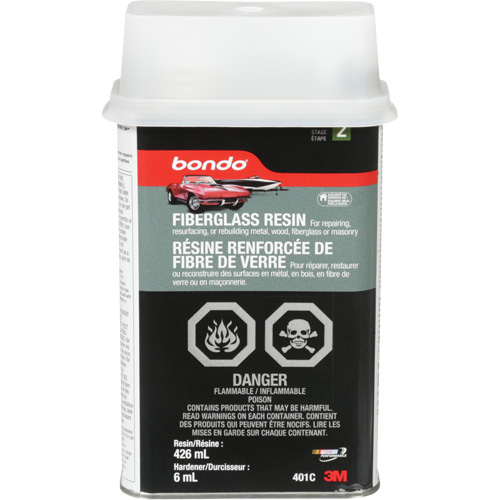 R&eacute;sine de fibre de verre Bondo, Deux composants, 15 oz, Bidon rectangulaire TGS INDUSTRIEL