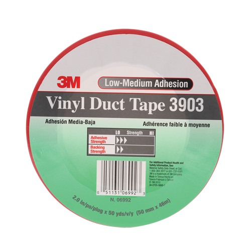 Rubans adh&eacute;sifs en vinyle 3903, 48 mm (2") la x 46 m (151') lo, 6,5 mils, Rouge TGS INDUSTRIEL