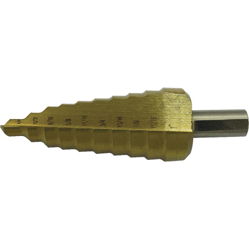 Foret &eacute;tag&eacute; &agrave; 9 &eacute;tages de qualit&eacute; sup&eacute;rieure Jet-Kut, 1/4" - 3/4", Incr&eacute;ments de 1/16", Acier rapide TGS INDUSTRIEL