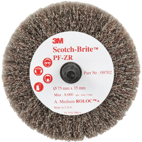 Disque de tronçonnage et de polissage Scotch-Brite Roloc, Oxyde d'aluminium, Grain Moyen, 3" x 1-3/8" x 1/4" TGS INDUSTRIEL