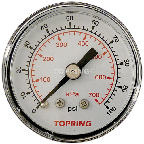 Pressure Gauge, 1-1/2" , 0 - 100 psi, Back Mount, Analogue TGS INDUSTRIEL