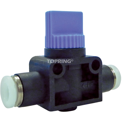 2-Way Straight Union Miniature Hand Valve, 1/4" NPT Air Inlet, 1/4" NPT Outlet, 150 PSI TGS INDUSTRIEL