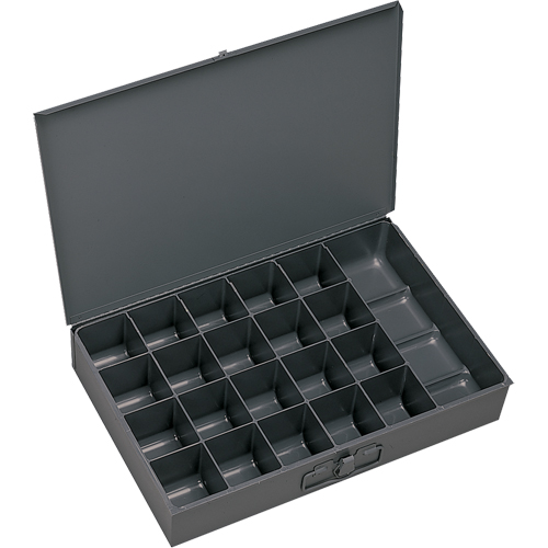 Boîtes &agrave; fond courb&eacute;, Acier, 21 compartiments, 18" la x 12" p, 3" h, Gris TGS INDUSTRIEL