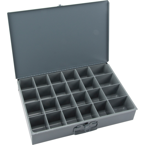 Boîtes &agrave; fond courb&eacute;, Acier, 24 compartiments, 18" la x 12" p, 3" h, Gris TGS INDUSTRIEL