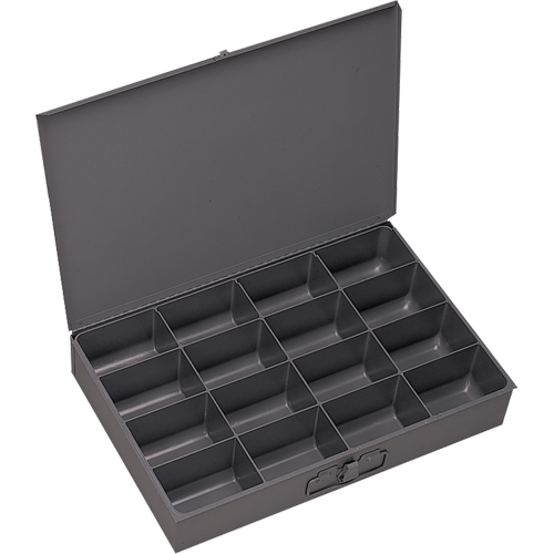 Boîtes &agrave; fond courb&eacute;, Acier, 16 compartiments, 13-3/8" la x 9-1/4" p, 2" h, Gris TGS INDUSTRIEL