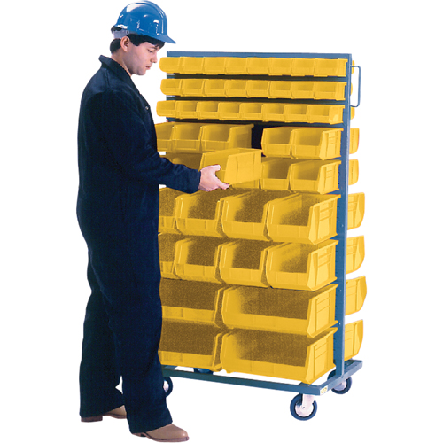 Double-Sided Mobile Bin Rack, Double-sided, 96 bins, 36" W x 24" D x 63" H TGS INDUSTRIEL
