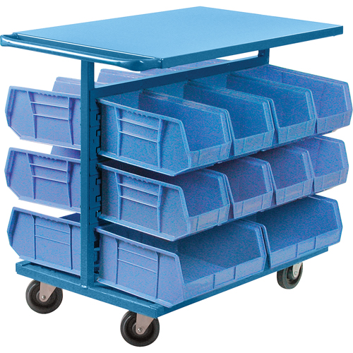 Chariot &agrave; bacs avec bacs, &agrave; deux c&ocirc;t&eacute;s, 20 bacs, 24" la x 38-1/2" p x 36-1/2" h TGS INDUSTRIEL