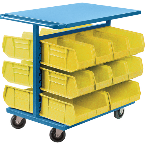 Chariot &agrave; bacs avec bacs, &agrave; deux c&ocirc;t&eacute;s, 20 bacs, 24" la x 38-1/2" p x 36-1/2" h TGS INDUSTRIEL