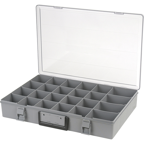 Compartment Case, Plastic, 24 Slots, 18-1/2" W x 13" D x 3" H, Grey TGS INDUSTRIEL