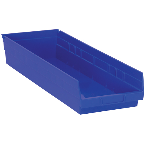Bacs de rangement pour tablettes, 8-3/8" la x 4" H x 23-5/8" p, Bleu, Capacit&eacute; 50 lb TGS INDUSTRIEL
