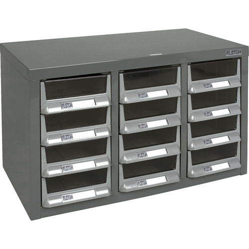 KPC-100 Parts Cabinet, Galvanized Steel, 12 Drawers, 23" x 11-2/5" x 13-4/5", Grey TGS INDUSTRIEL