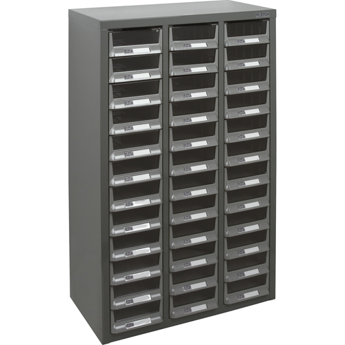 KPC-100 Parts Cabinet, Galvanized Steel, 36 Drawers, 23" x 11-2/5" x 36-9/10", Grey TGS INDUSTRIEL
