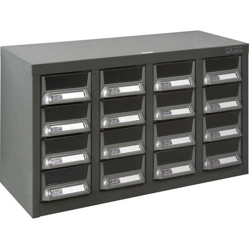 KPC-400 Parts Cabinet, Galvanized Steel, 16 Drawers, 23-1/10" x 8-7/10" x 13-4/5", Grey TGS INDUSTRIEL