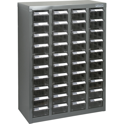 KPC-600 Parts Cabinet, Galvanized Steel, 40 Drawers, 18-3/10" x 8-7/10" x 25-3/10", Grey TGS INDUSTRIEL
