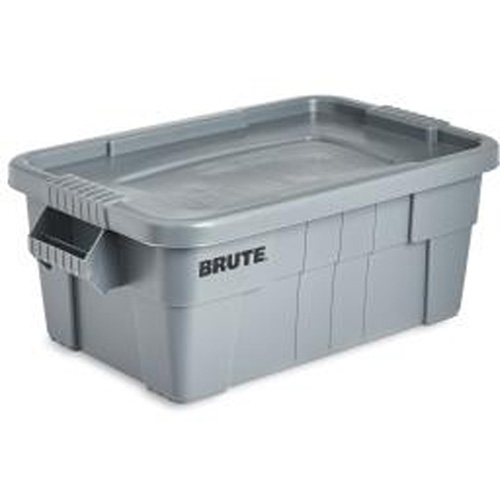 Bac de stockage Brute avec couvercle, 27,88” p x 16,5” la x 10,7" h, Capacit&eacute; 112 lb, Gris TGS INDUSTRIEL