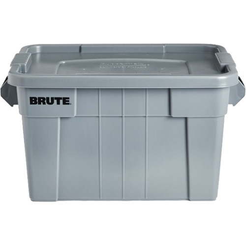 Brute Storage Tote with Lid, 27.88” D x 17.38” W x 15.13” H, 160 lbs. Capacity, Grey TGS INDUSTRIEL