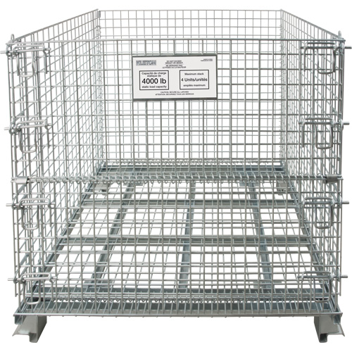 Collapsible Wire Container, 40" W x 32" D x 34" H, 4000 lbs. Capacity TGS INDUSTRIEL