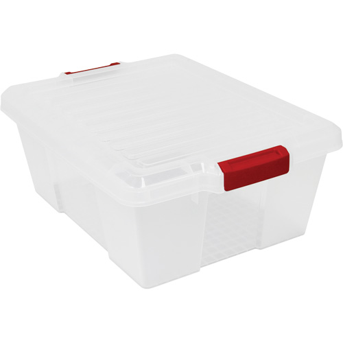Contenant avec loquets en plastique,  la x 21" p x 7,75" h, Transparent TGS INDUSTRIEL