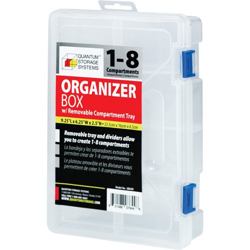 Boîte &agrave; compartiments en plastique, 6,25" la x 9,25" p x 2,2" h, 8 compartiments TGS INDUSTRIEL