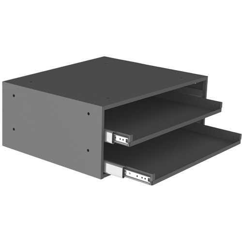 Large Slide Rack for Compartment Box Cabinets, Steel, 2 Slots, 20" W x 15-15/16" D x 8-3/16" H, Grey TGS INDUSTRIEL
