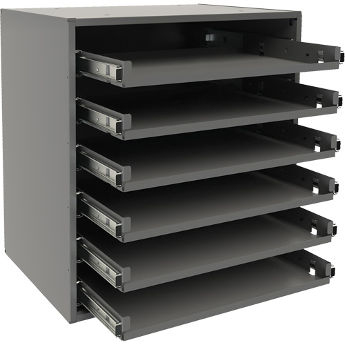 Support de glissi&egrave;re &agrave; petit roulement, Acier, 6 compartiments, 15-9/16" la x 11-7/8" p, 16-3/8" h, Gris TGS INDUSTRIEL