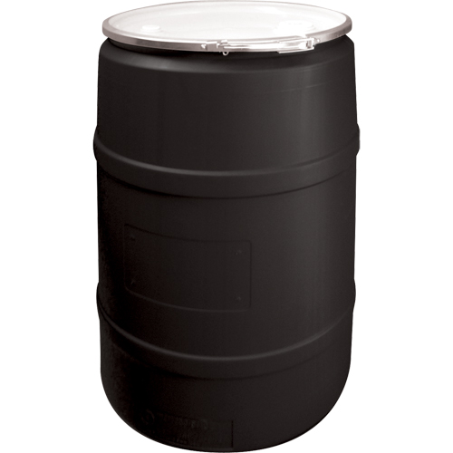 Polyethylene Drums, 55 US gal (45 imp. gal.), Open Top, Black TGS INDUSTRIEL