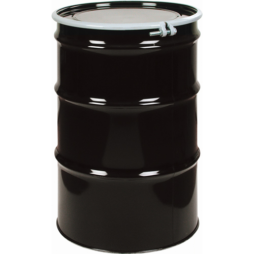 Barils en acier, 55 gal. US (45 gal. imp.), Non doubl&eacute;, Noir, Dessus ouvert, 1A2/Y1.4/140, Calibre 20 TGS INDUSTRIEL