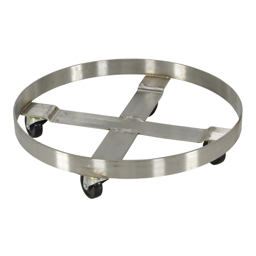 Chariots pour barils, Acier inoxydable, Capacit&eacute;e 800 lb, Diam&egrave;tre 23-1/4", Roue en Caoutchouc TGS INDUSTRIEL