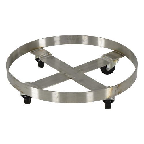 Chariots pour barils, Acier inoxydable, Capacit&eacute;e 800 lb, Diam&egrave;tre 23-1/4", Roue en Caoutchouc TGS INDUSTRIEL