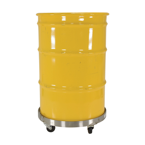 Chariots pour barils, Acier inoxydable, Capacit&eacute;e 800 lb, Diam&egrave;tre 23-1/4", Roue en Caoutchouc TGS INDUSTRIEL