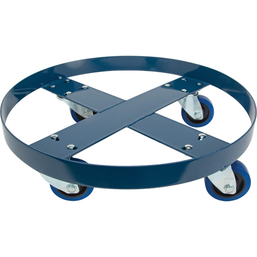 Chariot pour baril, Acier, Capacit&eacute;e 1400 lb, Diam&egrave;tre 24", Roue en &eacute;lastique bleu TGS INDUSTRIEL