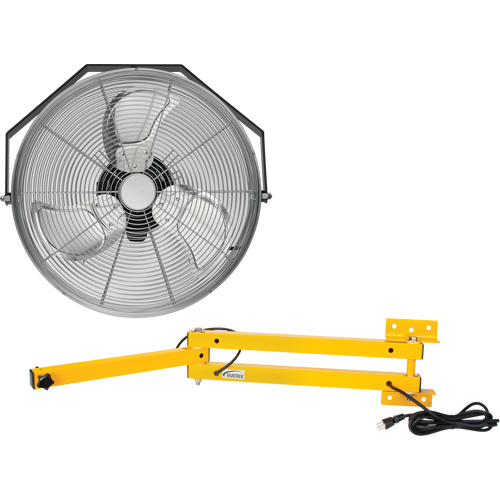 Trousse de ventilateur pour poste de travail industriel avec bras double verrouillable, Dia 18", 3 vitesses TGS INDUSTRIEL