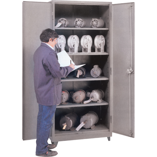 Heavy Gauge Storage Cabinets, Steel, 3 Shelves, 60" H x 36" W x 21" D, Grey TGS INDUSTRIEL