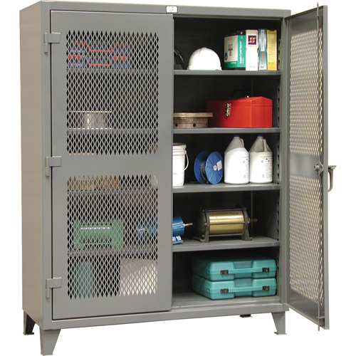 Armoires de rangement robustes ventil&eacute;es, 4 Tablettes, 72" h x 36" la x 24" p, Acier, Gris TGS INDUSTRIEL