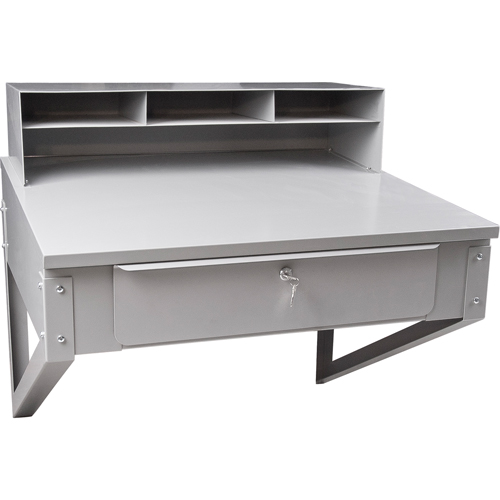 Wall-Mounted Shop Desk, 34-1/2" W x 28" D x 31" H, Grey TGS INDUSTRIEL