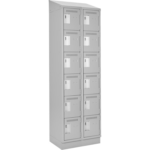 Clean Line Lockerette, 6 -tier, Bank of 2, 24" x 18" x 82", Steel, Grey, Rivet (Assembled) TGS INDUSTRIEL