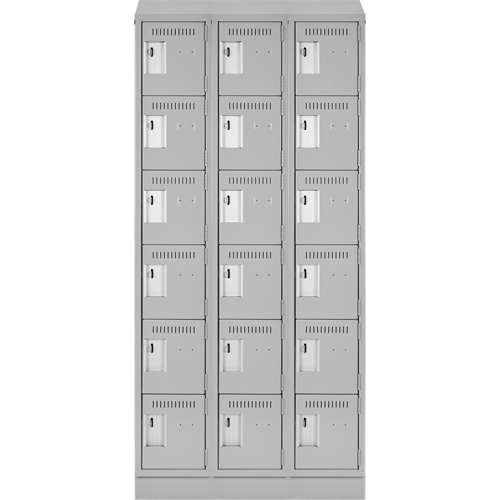 Clean Line Lockerette, 6 -tier, Bank of 3, 36" x 18" x 82", Steel, Grey, Rivet (Assembled) TGS INDUSTRIEL