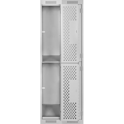 Clean Line Lockers, 2 -tier, Bank of 2, 24" x 12" x 72", Steel, Grey, Rivet (Assembled), Perforated TGS INDUSTRIEL
