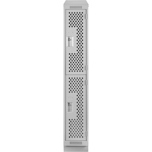 Clean Line Lockers, 2 -tier, 12" x 12" x 82", Steel, Grey, Rivet (Assembled), Perforated TGS INDUSTRIEL