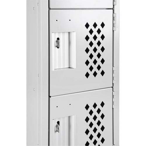 Assembled Lockerettes Clean Line Perforated Economy Lockers, 6 -tier, Bank of 3, 18" x 72" x 12", Steel TGS INDUSTRIEL