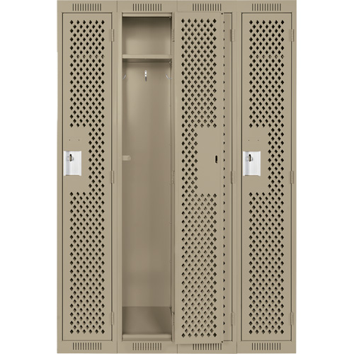 Clean Line Lockers, Bank of 4, 48" x 15" x 72", Steel, Beige, Rivet (Assembled), Perforated TGS INDUSTRIEL