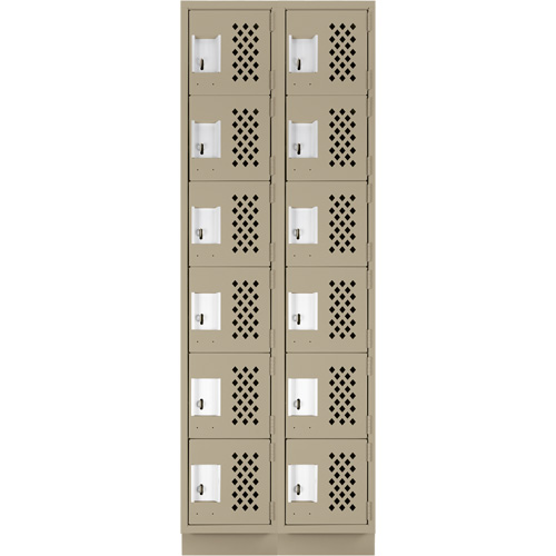 Assembled Lockerettes Clean Line Perforated Economy Lockers, 6 -tier, Bank of 2, 18" x 72" x 12", Steel TGS INDUSTRIEL